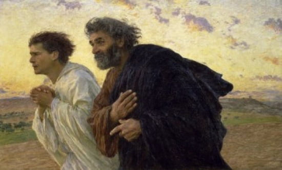 Disciples Peter and John Rushing to the Sepulcher the Morning of the Resurrection 1898 Eugene Burnand (1850-1921Swiss) Musee dOrsay Paris Canvas Art - Eugene Burnand (24 x 36)