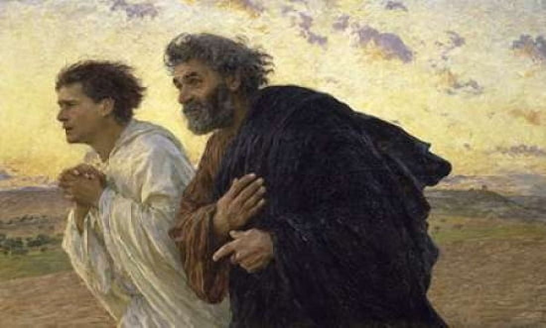 Disciples Peter and John Rushing To The Sepulcherthe Morning of The Resurrection Canvas Art - Eugene Burnand (24 x 36)