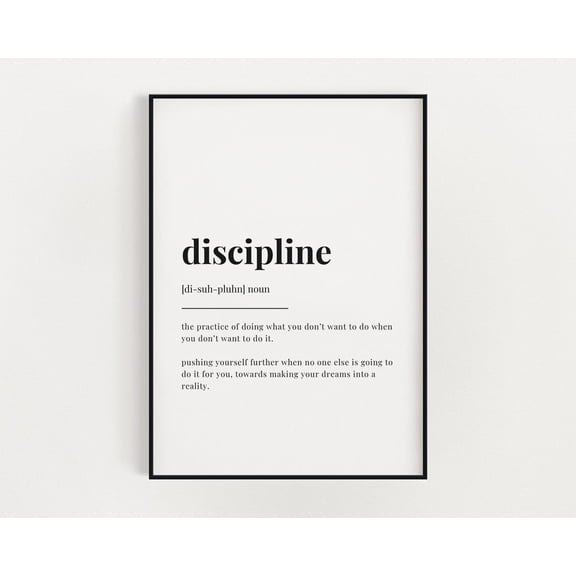Discipline Definition Motivational Focus Office Typography Wall Art Poster Decor