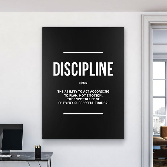 Discipline Definition Wall Art €“ Trader Typography Poster, Motivational, Inspirational Poster, Minimalist Trading UNFRAMED Poster, Wall Art for Decor, Present, 24x36