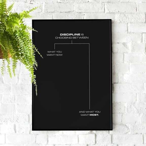 Discipline Is Choosing Between Wall Art Print, Unframed Paper Poster 8x10in