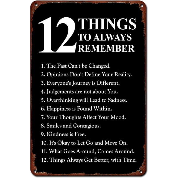 Discipline Metal Tin Sign 12 Things To Always Remember Retro Poster Cafe Bar Gym Living Room Bathroom Kitchen Home Art Wall Decoration Plaque Gift 8x12 Inch
