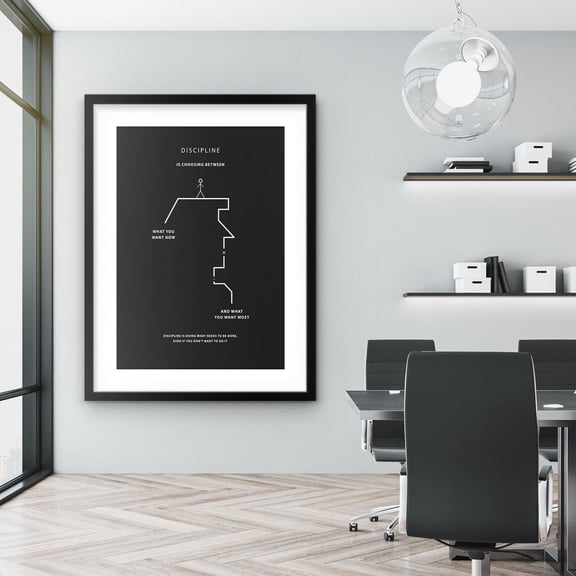 Discipline Motivational Modern Visual Discipline Rolled Entrepreneur Quote Minimalist Poster Unframed Paper Print