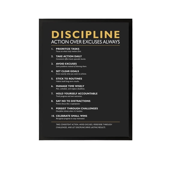 Discipline Motivational Poster Executive Function Wall Decor for Office Leadership Development Employee Engagement