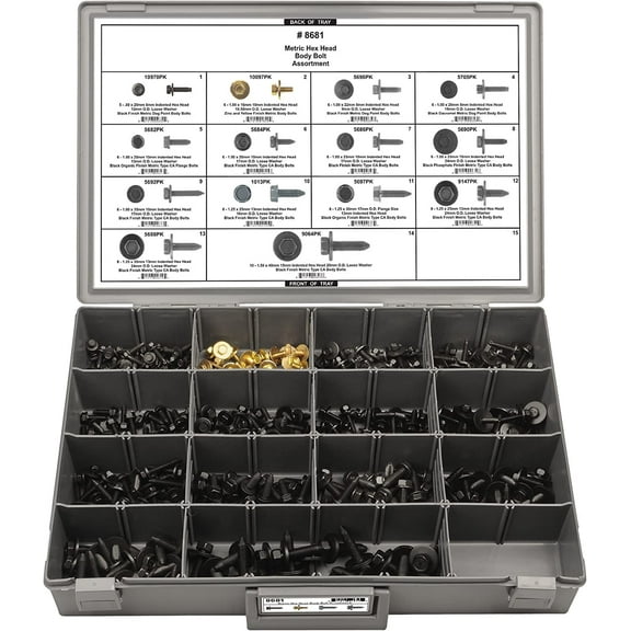 Disco Automotive 8681 Grey Replacement Hex Head Body Bolt Assortment