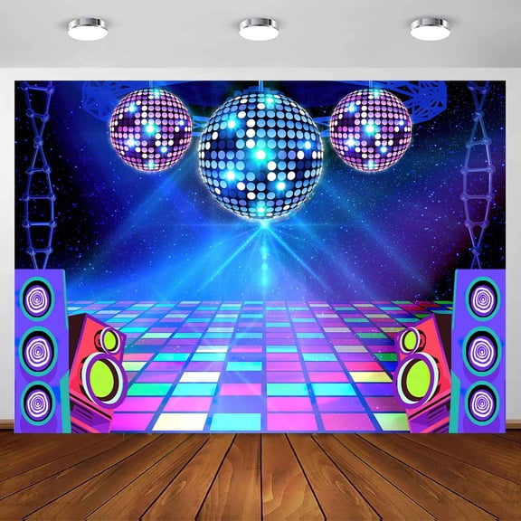 Disco Backdrop 7 x 5 ft Retro Glow Party 70s 80s 90s Theme Stage Dance Background Disco Party Decoration Disco Ball Banner Dance Backdrop for Birthday Party Prom Portrait Photo Props Polyester