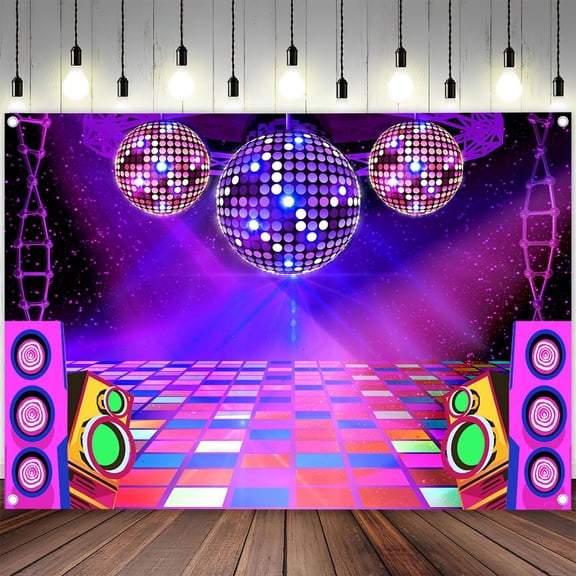Disco Backdrop 7 x 5 ft Retro Glow Party 70s 80s 90s Theme Stage Dance Background Disco Party Decoration Disco Ball Banner Dance Backdrop for Birthday Party Prom Portrait Photo Props Polyester