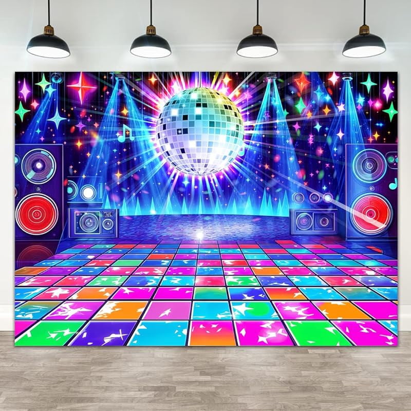 Disco Backdrop Retro Glow Party 70s 80s 90s Theme Stage Dance ...