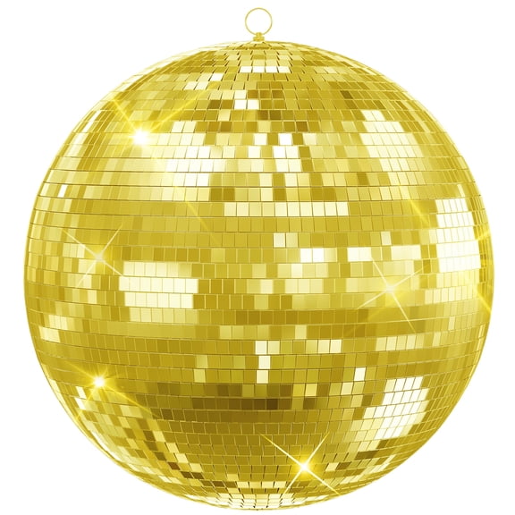 Disco Ball, 12"/16"/20" Mirror Disco Ball for DJ Club Party Live Stage Wedding Home Decor, Light Effect Mirror Ball with Hanging Ring (Goden, Pink) Lorelo