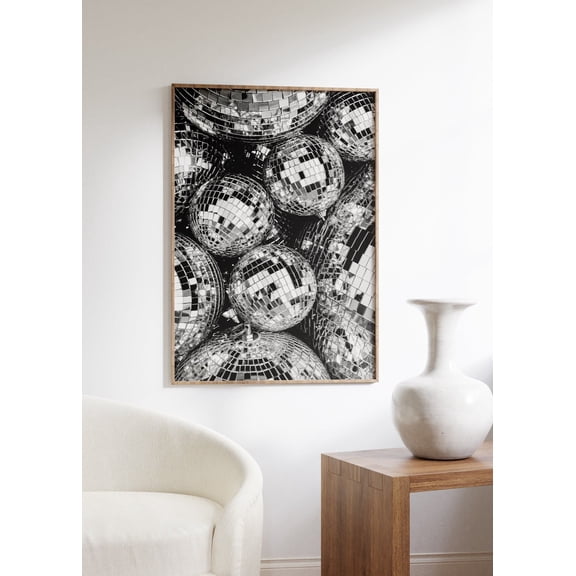 Disco Ball 70s Party Decor Psychedelic Wall Art, Unframed Paper Poster 8x10in