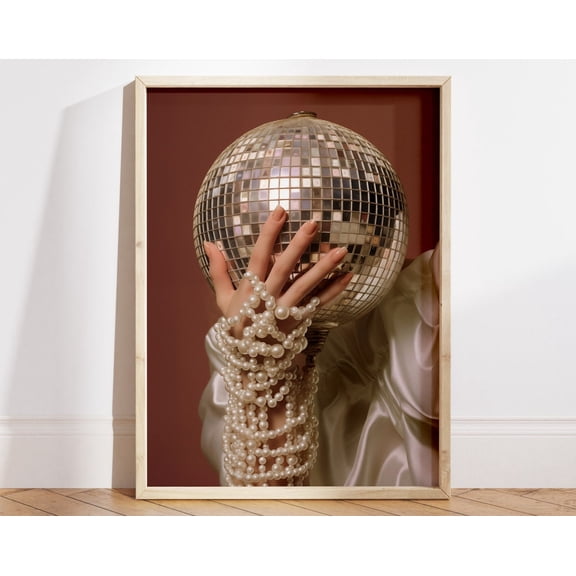 Disco Ball Art Print, Mirrorball Poster, Vintage Disco Ball Wall Art, Luxury Aesthetic Room Decor, Trendy Art, Dancing Decor Wall Art, Modern Wall Decor, 8x12 UNFRAMED