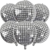 Disco Ball Balloons 6pcs Silver Large 4D Foil Balloon Garden Party Decorations(22 inch)