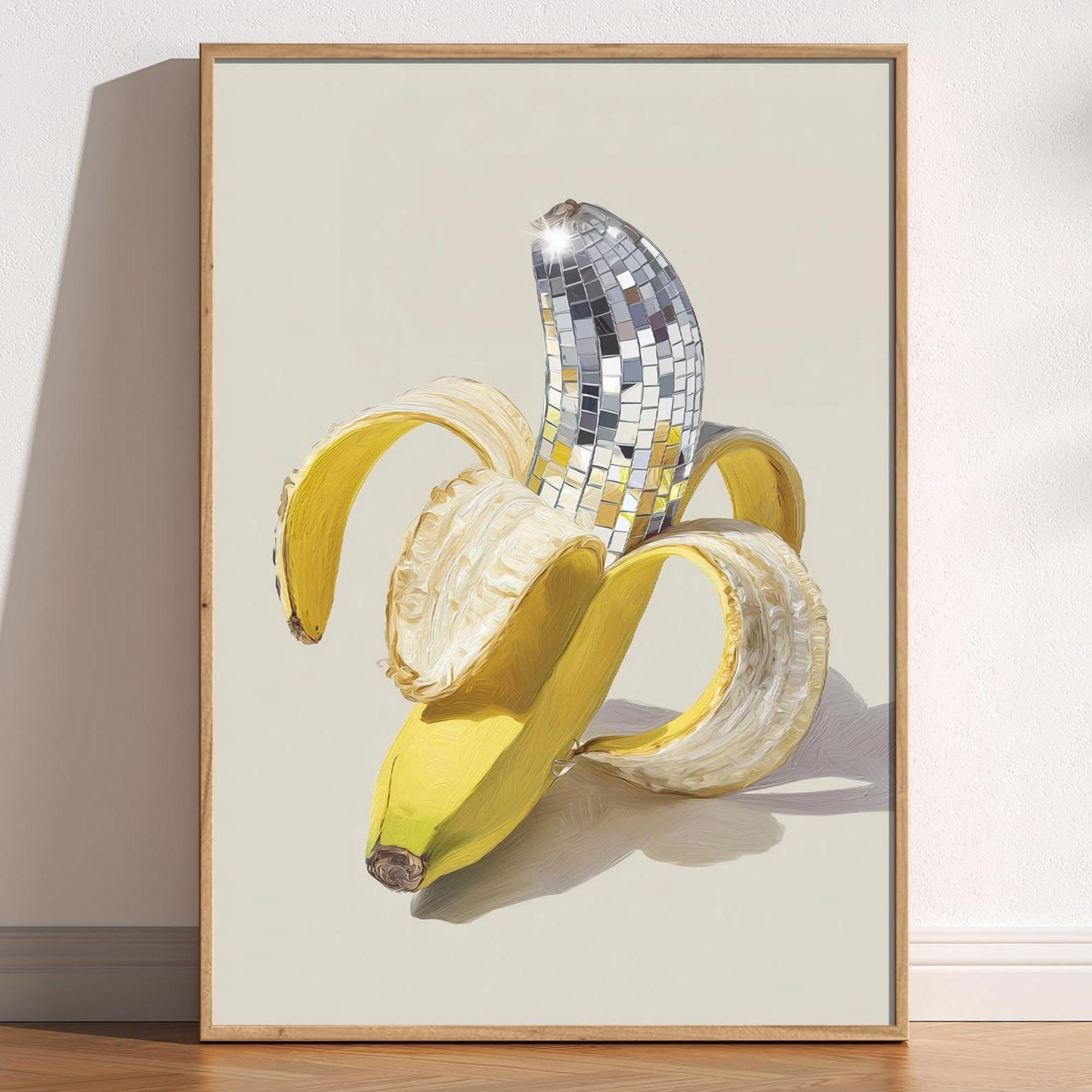 Disco Ball Banana Print Retro Y2K Kitchen Wall Art - Walmart.com