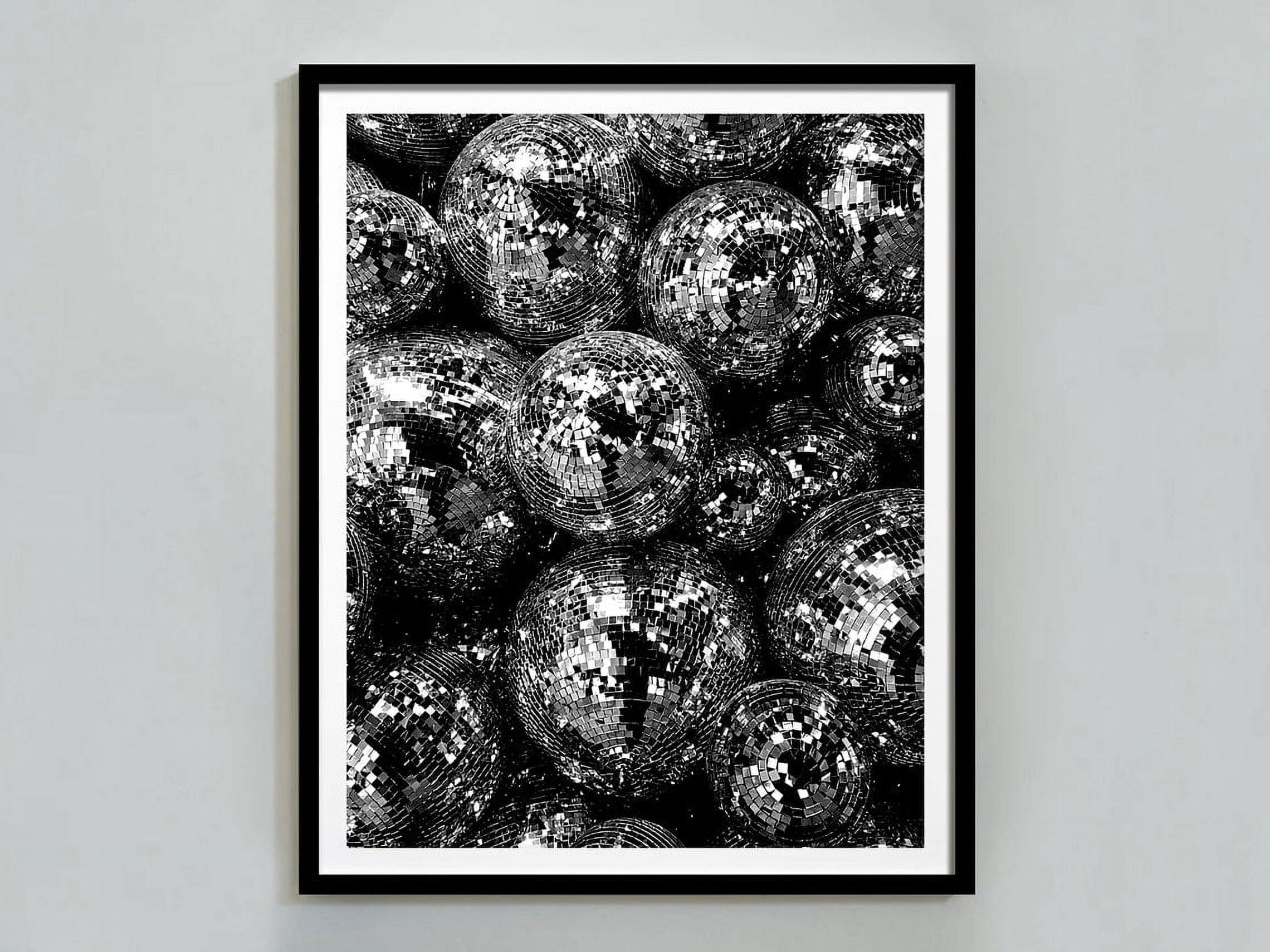Disco Ball Black And White Wall Art Print, Vintage Funky Home Decor ...