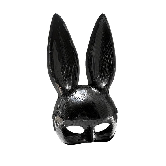 Disco Ball Bunny Mask,Half Face Glitter Rabbit Mak,Shiny Women Rabbit Masks for Halloween Christmas Role-Play Party