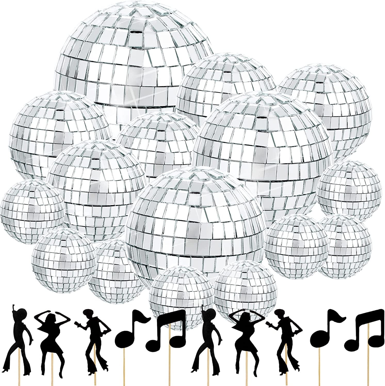 Disco Ball Cake Decoration Pack of 26 Retro Music Themed Cake Inserts