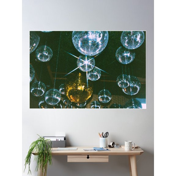 Disco Ball Ceiling Poster Wall Art, Modern Wall Decor For Living Room Bedroom, 8x12 UNFRAMED