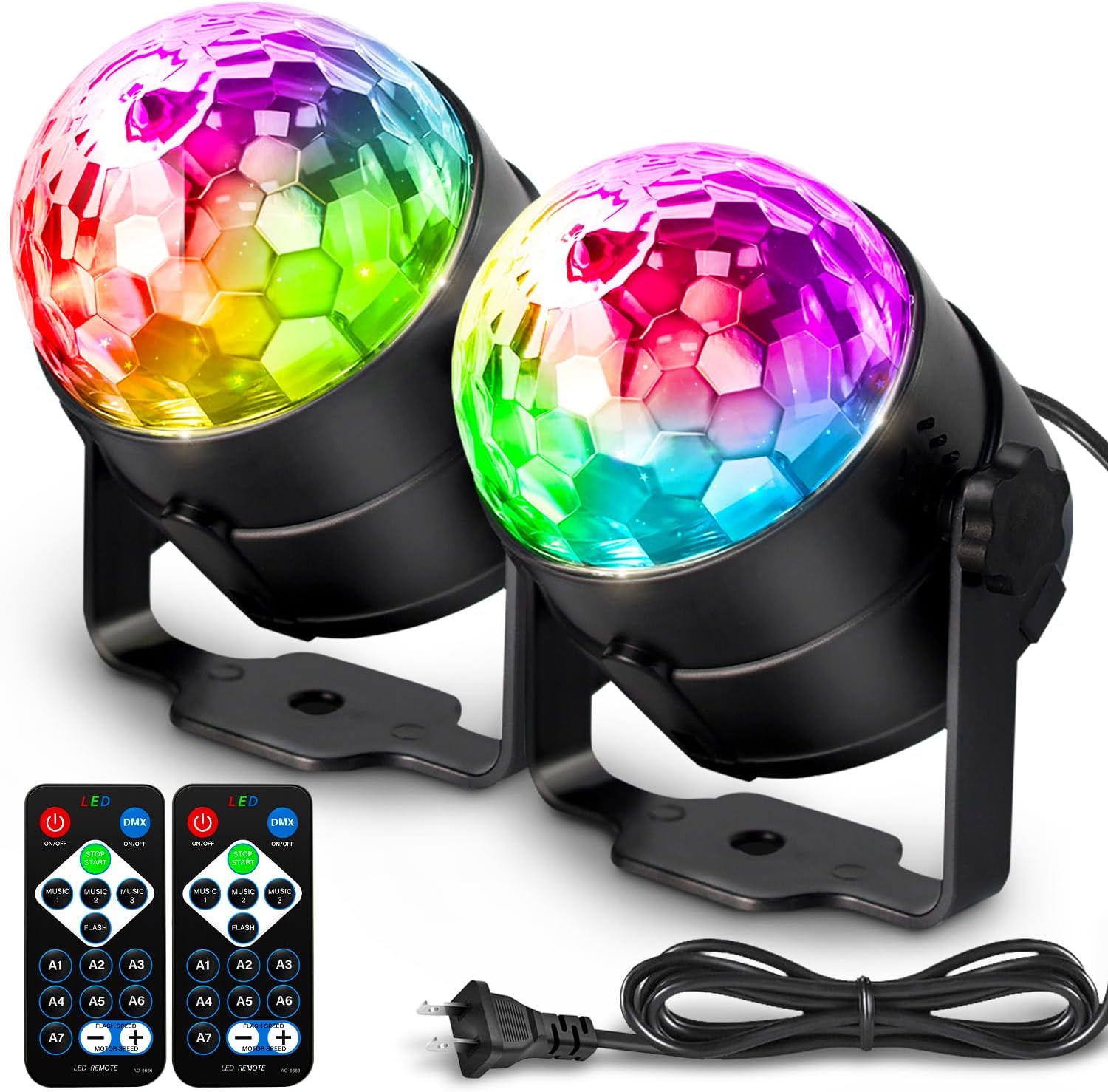 Remote Control Party Disco Ball DJ Party Light Voice Control Remote Control Strobe Light 7 ...