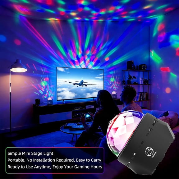 Disco Ball DJ Party Lights, Auto Rotating LED Stage Projector Light for Home Karaoke Stocking Stuffers Christmas Halloween Decorations Wedding Club Bar Decor - 2 Pack