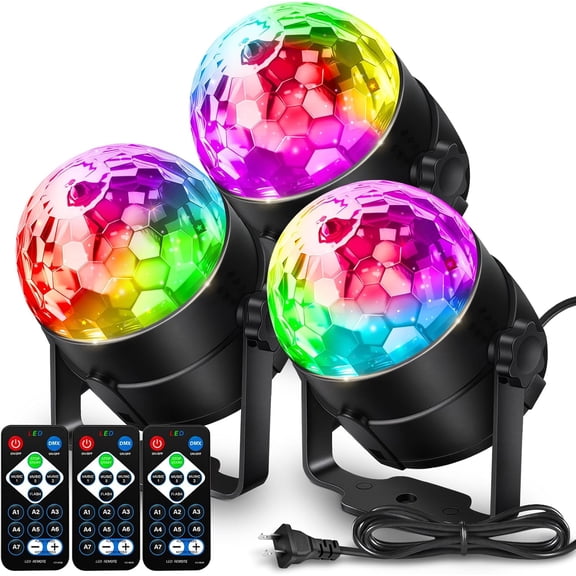 Disco Ball DJ Party Lights Sound Activated with Remote Control Strobe Lamp 7 Modes Stage Light for  Room Dance Parties Karaoke Halloween Christmas Birthday Decorations[3-]