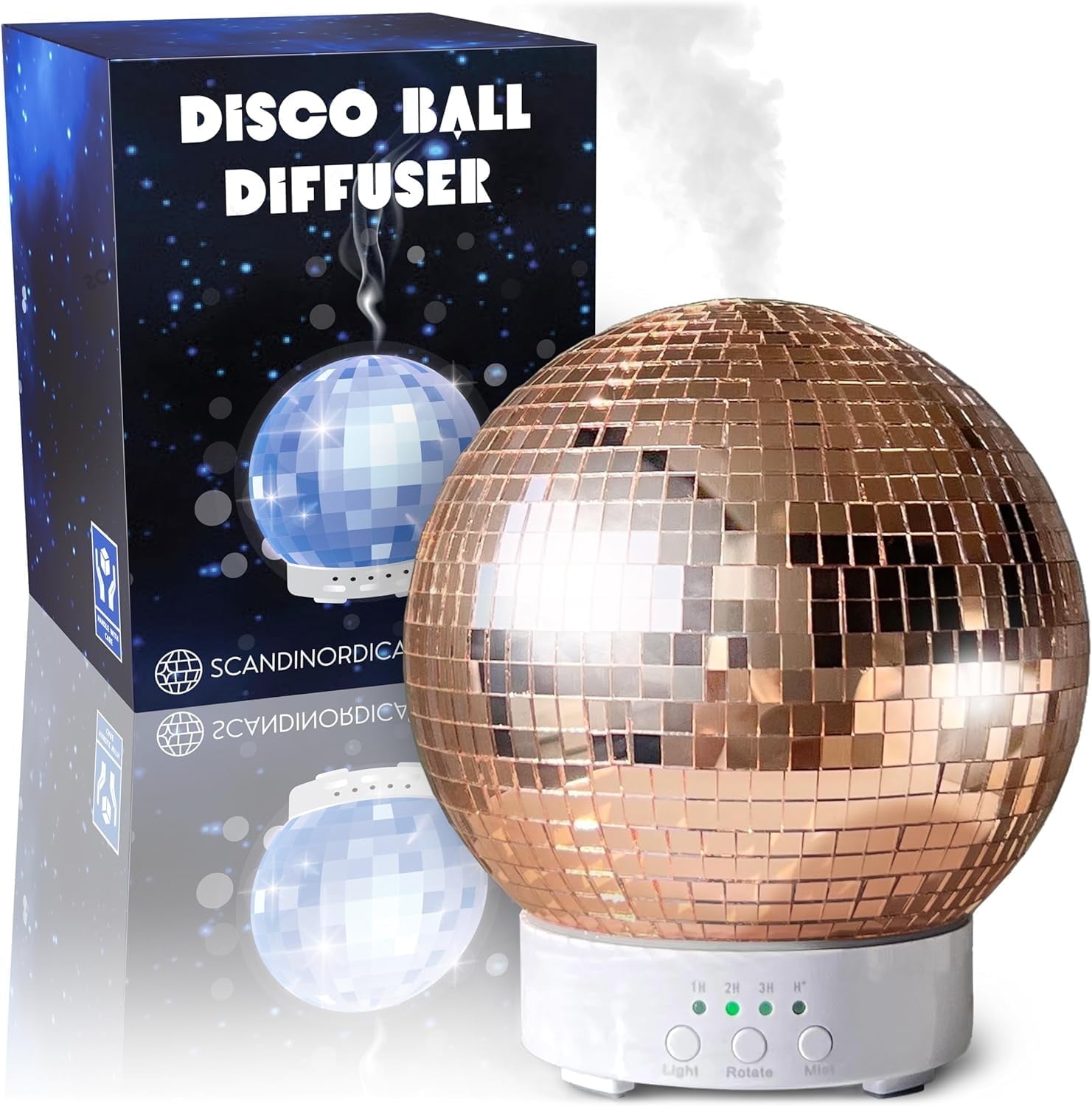 Disco Ball Diffuser - Essential Oil Aromatherapy Rotating Disco Diffuser, Rose Gold 300mL