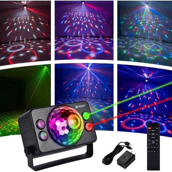 Disco Ball Dj Party Lights Indoor, LED Light 6 Colors Sound Activated Strobe Light for Indoor Room Outdoor Dance Floor Parties Birthday Rave Home Karaoke Halloween Christmas Wedding Show
