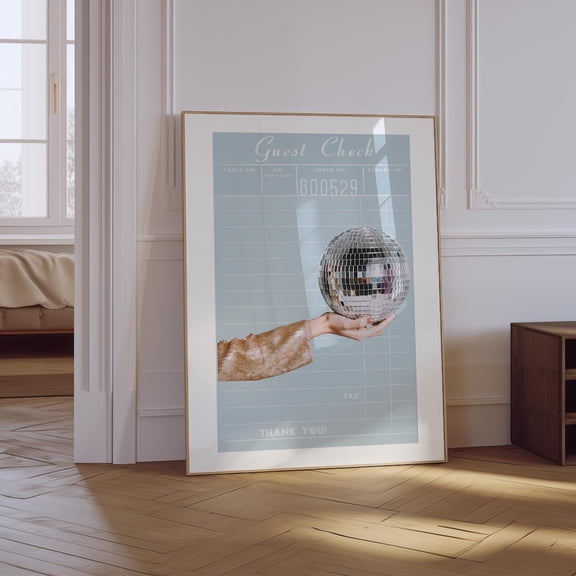 Disco Ball Guest Check Girly Unframed Paper Print