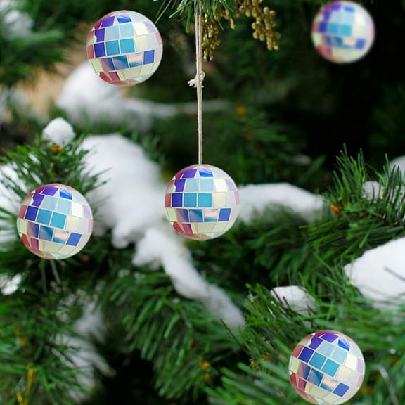 Disco Ball Hanging Decoration Mirror Reflective Party Decor for Christmas Valentine Wedding Birthday Celebration(A)