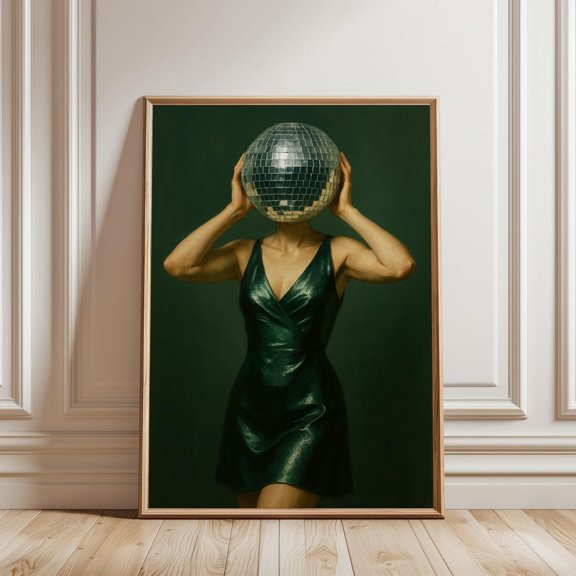 Disco Ball Head Funky 70s Home Gallery Portrait Decor Unframed Paper Print