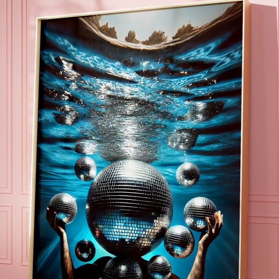 Disco Ball Head Poster, Disco 70S Print, Retro Wall Art, Artwork, Chic Retro Poster Art UNFRAMED PAPER POSTER, Home Decor, Vintage Gift, Living Room Dercor