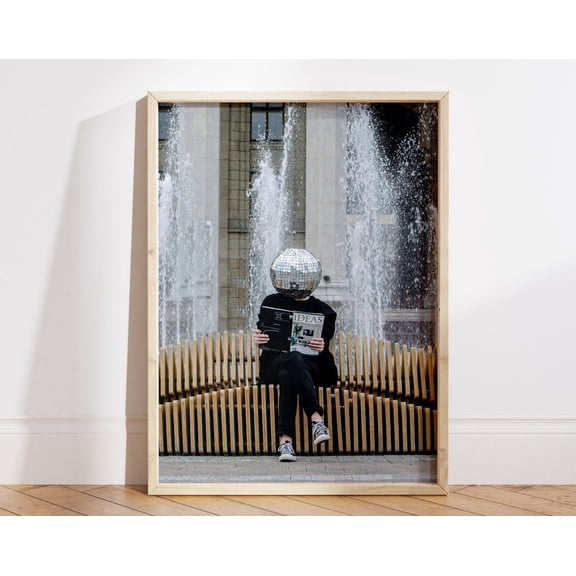 Disco Ball Head Poster, Mirrorball Poster, Fashion Designer Print, Luxury Art, Aesthetic Room Decor, Trendy Art, Dancing Art Wall Art, Modern Wall Decor, 12x18 UNFRAMED