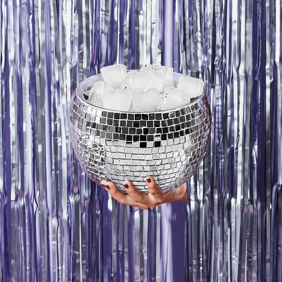Disco Ball Ice Bucket Large- Last Disco Bachelorette Party Decorations | Groovy Barware, 70s Birthday Cocktail Accessories, Wedding, Champagne, Retro Mirrored Drinkware, Trendy Summer Home Decor