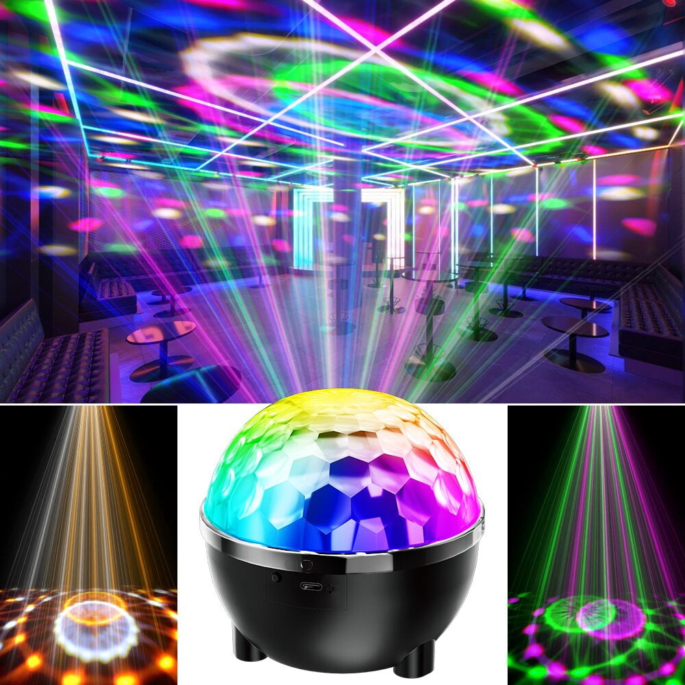 Disco Ball Lamp, Rechargeable Party Light, Sound-Controlled Strobe DJ Light, Portable Battery-Powered, Children's Night Light Projector, Halloween, Disco Decorations for Cars/Parties