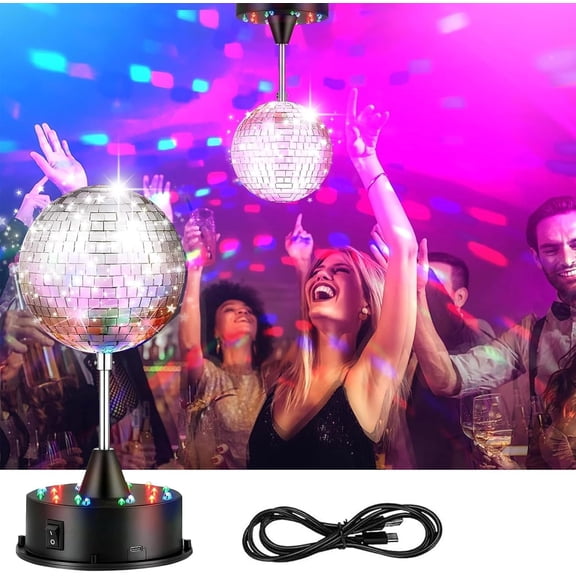 Disco Ball Light, 5 Inch Mirror Light Diffuser, 360 Rotating Small Lights Christmas for Parties Indoor Birthday, Halloween Party Decorations