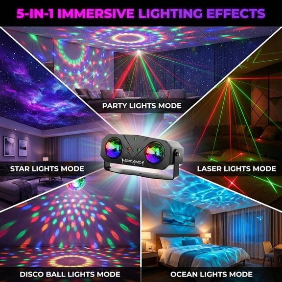 Disco Ball Light Party Lights Strobe Lamp LED Projector Sound Activated for Parties, DJ Stage Dance Floor Birthday Wedding Karaoke Bar