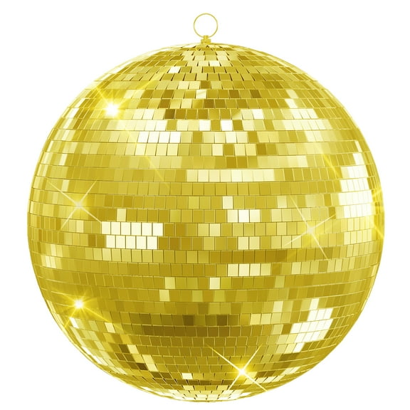 Disco Ball,Mirror Disco Ball for DJ Club Party Live Stage Wedding Home Decor,Light Effect Mirror Ball with Hanging Ring (Goden,Pink)