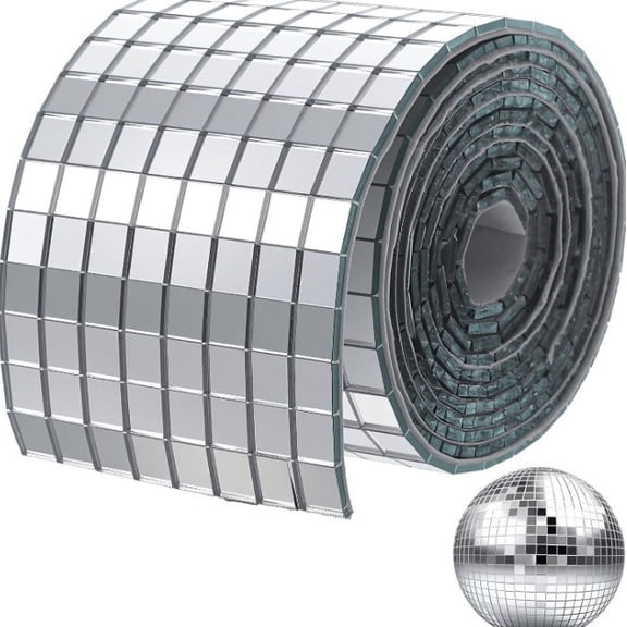 Disco Ball Mirror Tiles Self 1600Pcs Adhesive Disco Ball Tapes Stickers Small Square Mirror Mosaic Tiles for Crafts and DIY Decoration Accessory