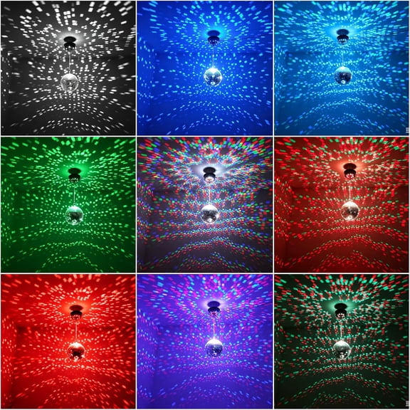 Disco Ball Motor, 17FT Cable, 11 Colors & 4 Dynamic Modes, 3-15 RPM & 30 LEDs Mirror Ball Motor with Remote for 4" 6" 8" 12" Balls for Party Wedding (USB/Battery Powered and No Ball)