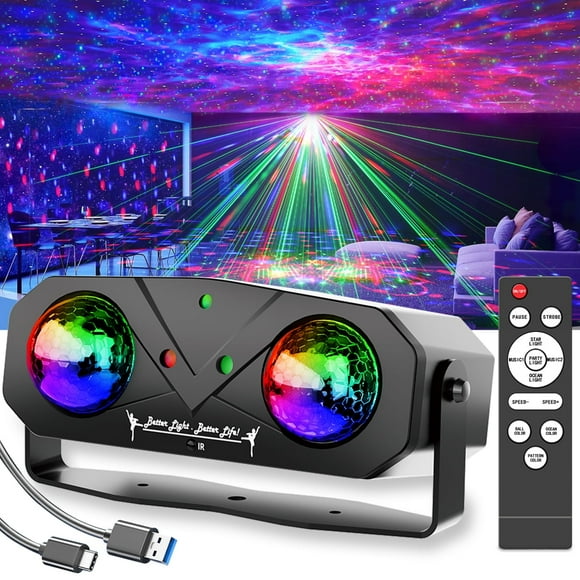 Disco Ball Party Lights Disco Light DJ Lights Sound Activated with Remote Control Black ABS Stage Lights for Party Club Bar KTV Holiday Dance Christmas Birthday Home Decoration