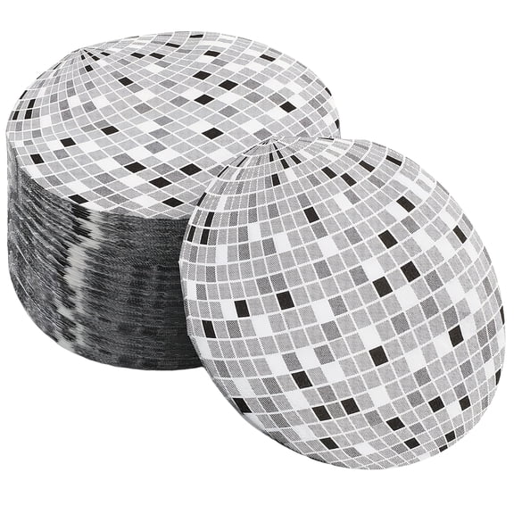 Disco Ball Party Napkins with Black and White Mosaic Pattern, Disposable Table Decorations for Birthday Graduation Wedding, Themed Event Supplies, 1 Pack
