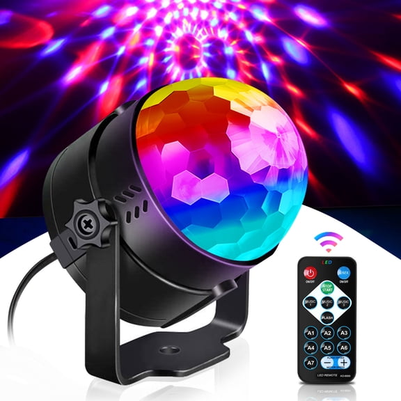 Disco Ball Party Strobe LED Lights Sound Activated Karaoke Disco Lights with Remote Control for Party Club Bar Holiday Dance Home Decoration 1-Pack