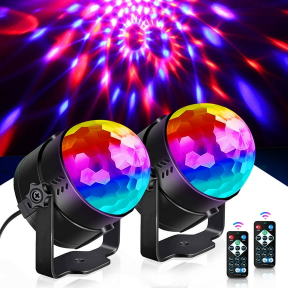 Disco Ball Party Strobe LED Lights Sound Activated Karaoke Disco Lights with Remote Control for Party Club Bar Holiday Dance Home Decoration 2-Pack