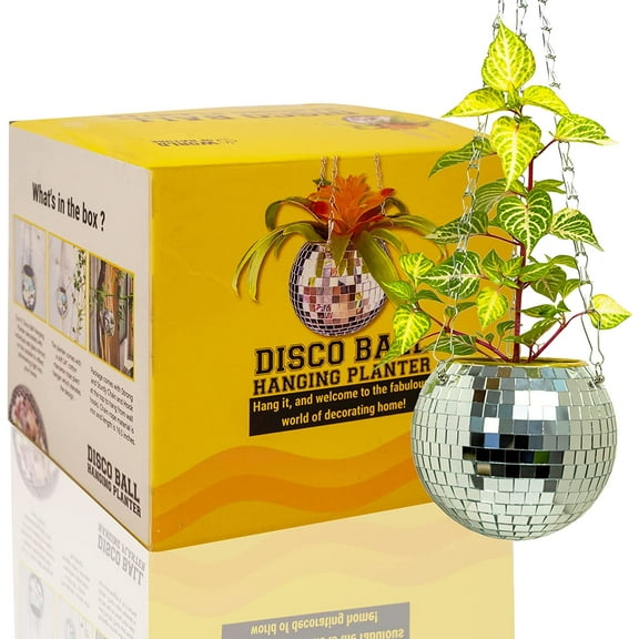 Disco Ball Planter 6 Inch - Hanging Planters with Chain & Macram Rope