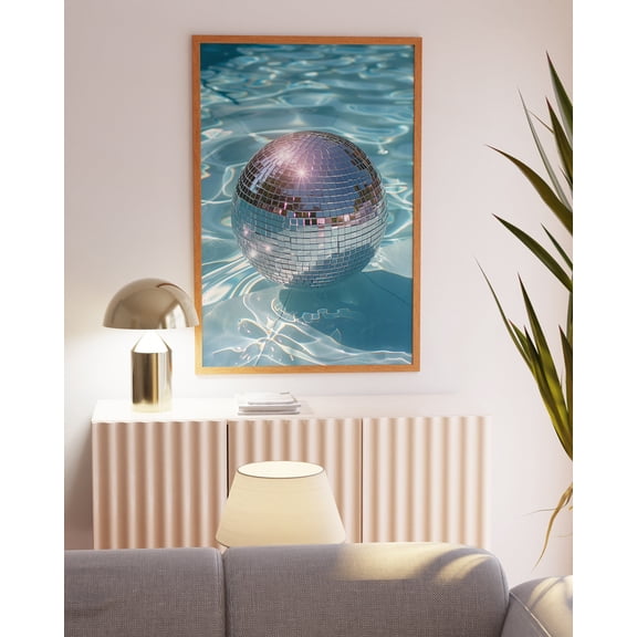 Disco Ball Pool Poster Pool Party Disco Vibes Funky Disco Ball Poster Summer Vibes Pool Party Decor Summer Fun Party Decor Mirrorball, Poster Only