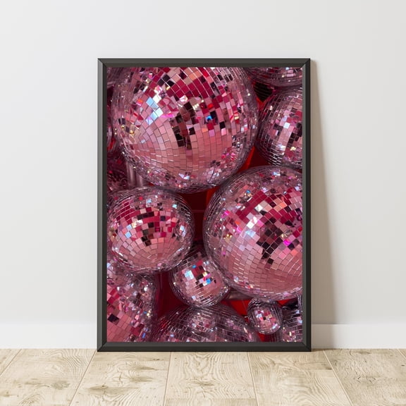 Disco Ball Poster, Pink Wall Art, Retro Party Decor, Disco Room Print, 70s Inspired Artwork, Funky Wall Decor , Poster Print Only