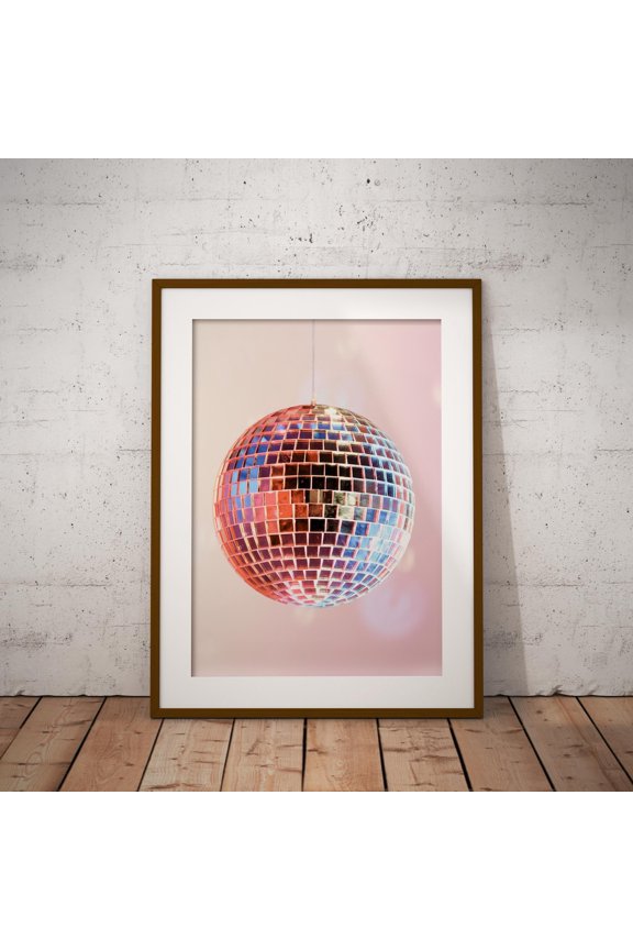 Disco Ball Print Funky 70S Retro Wall Art, Unframed Paper Print