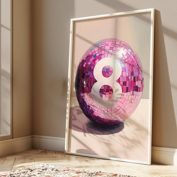 Disco Ball Print Poster Magic 8 Ball Inspired Eclectic Wall Art, Size 12x18 UNFFRAMED F03.1.8l632