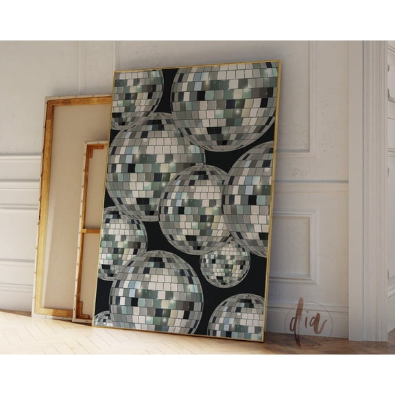 Disco Ball Print, Retro Able Art, Apartment Aesthetic, Silver Disco Balls, Disco Party Dorm Room Decor Wall Art, Modern Wall Decor, 16x24 UNFRAMED