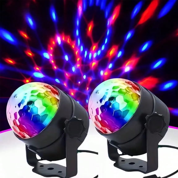 Disco Ball Projector with Stand, USB Plug-In Smart LED Light, Music Synchronized Blinking RGB Night Light for Dance Parties, Bedrooms & Christmas 2pc