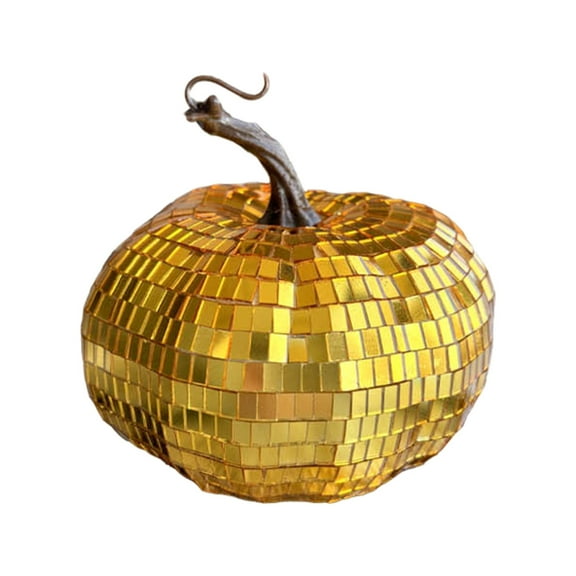 Disco Ball Pumpkin Decor - Glitter Mirror Fall Pumpkin for Halloween Thanksgiving Table Centerpiece, 70s Party & Farmhouse Decor